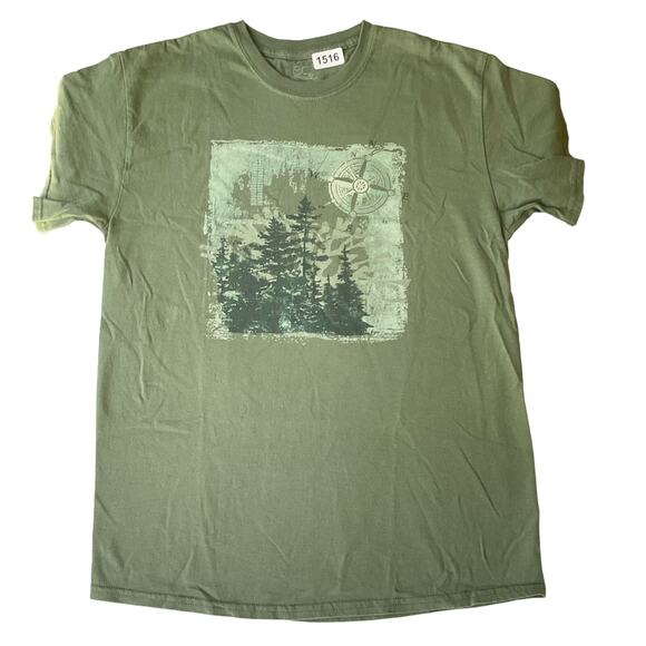 EC Men’s Short Sleeve T-shirt size M, Green, Forest Print - Picture 1 of 7